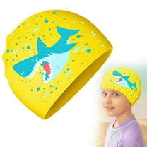 Swimming Cap for 4-12 Years, Swimming Hat for 4-12 Years - Waterproof, Silicone, Adorable Design, Non-Slip, 7.28x7.4x8.66"