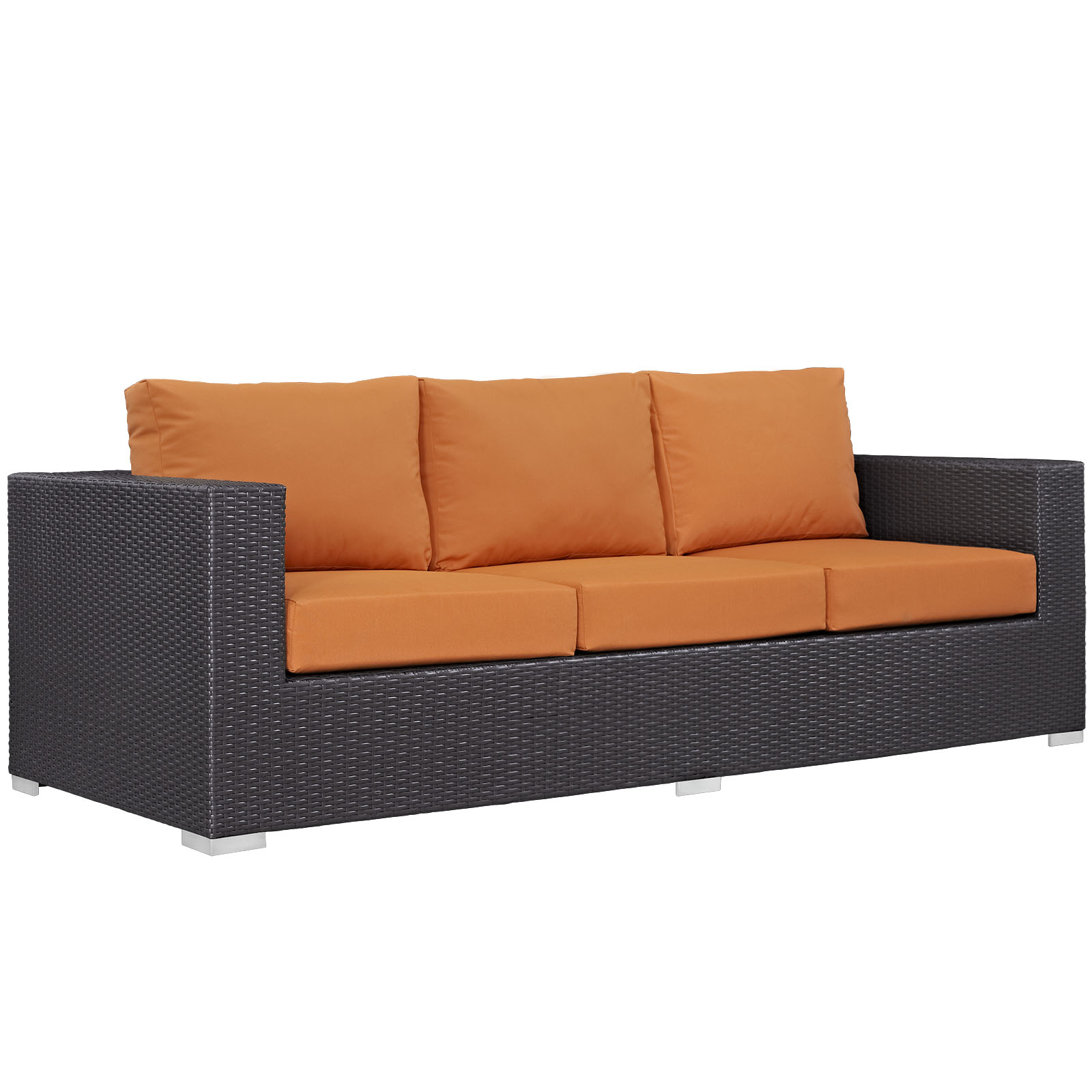 Modway Convene 3 Piece Outdoor Patio Sofa Set in Espresso Orange - image 5 of 7