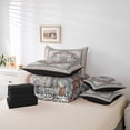 thumbnail image 6 of jejeloiu Retro Rustic Flowers 7 Pieces Bedding Comforter Set,Bohemian Exotic Style Full Bedding Set,Gray Blue Fitted Sheet Flat Sheet For Girls Kids,Super Cozy Room Decor Reversible, 6 of 8