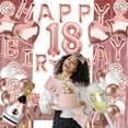thumbnail image 3 of Rose Gold 18Th/81Th、21Th/12Th、30Th/3Rd、40Th/4Th Foil Mylar Balloons For Women Birthday Party Anniversary Decorations -Number 1+8;, 3 of 5