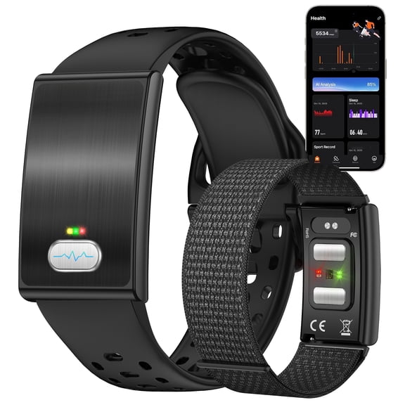 MJSHUN Fitness Tracker Wristband, Smart Bracelet for Men Women, 24/7 Health Monitoring & Sleep Tracker with Stress, SpO2, HbA1c, GPS running tracking,40 Days Battery,170 Sports Modes,Sub-Free 2 Bands