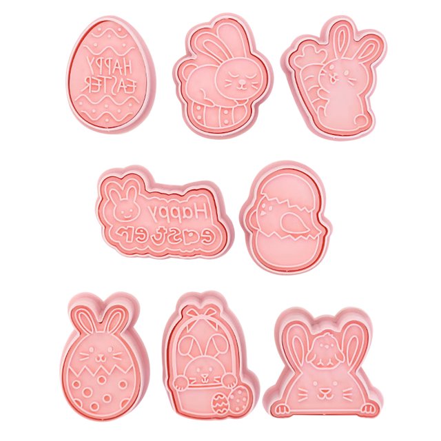 Molde Para Galletas 8 moldes para galletas de conejito de dibujos animados, moldes para galletas, huevos de Pascua, utensilios de cocina para hornear B Ehuebsd Libre de BPA