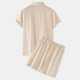 thumbnail image 4 of Stamzod Mens Vacation Outfits 2 Piece Set Summer Cotton and Linen Short Sleeve Button Down Shirts and Shorts Casual Men Short Sets Outfits Khaki XL, 4 of 9