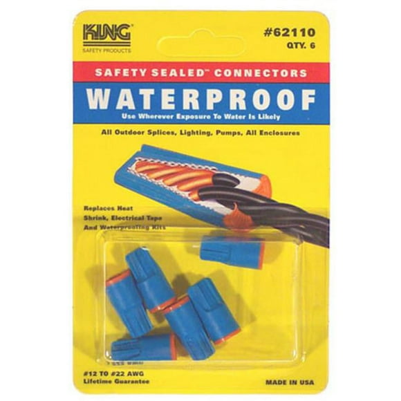 Connecteur de Fil, Étanche, 300/600V Bleu Aqua/orange, Scellé de Sécurité, 6-Pk. 62110