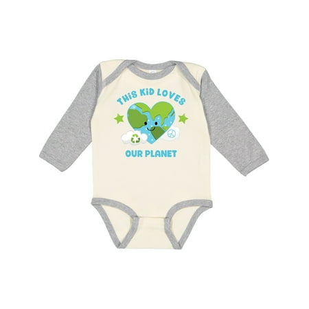 

Inktastic This Kid Loves Earth Gift Baby Girl Long Sleeve Bodysuit