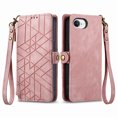 thumbnail image 4 of Dteck Zipper Wallet Pocket Case for iPhone 16E, Shockproof with Card Holders for Women Men Premium PU Leather Embossed Patterned Flip Folio Stand Wristlet TPU Inner Shell Phone Case, Pink, 4 of 4