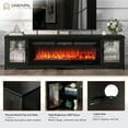 thumbnail image 4 of Easoger Fireplace TV Stand for TVs up to 90", 80" TV Stand with 50" Electric Fireplace, Entertainment Center with Glass Doors, Black, 4 of 8