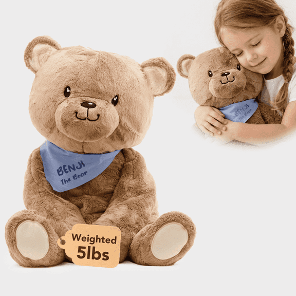 Lilly’s Love 5lb Weighted Stuffed Animal for Anxiety Relief, Benji The Bear, Sensory Plush for Kids & Adults