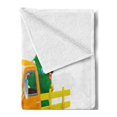 thumbnail image 2 of Christmas Soft Flannel Fleece Throw Blanket, Yellow Vintage Truck and Tree Design with Star Topper Old Farm Vehicle, Cozy Plush for Indoor and Outdoor Use, 50" x 60", White Yellow Green, by Ambesonne, 2 of 5