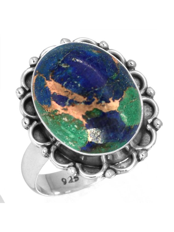 925 Sterling Silver Ring Natural Mohave Azurite Handmade Jewelry