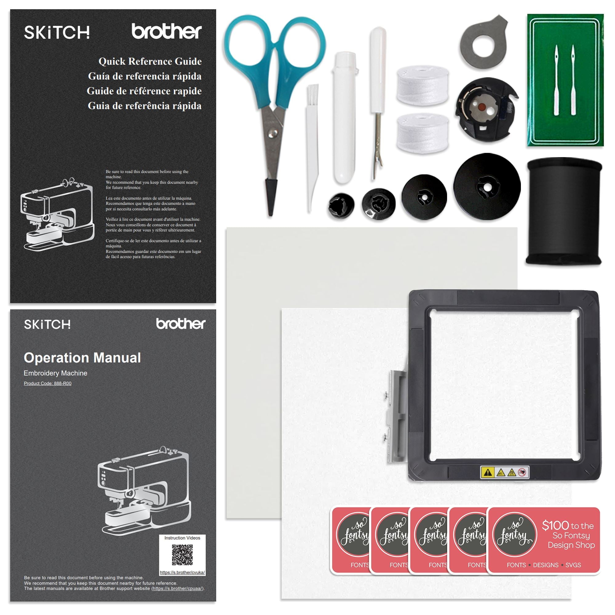Brother Skitch PP1 4" x 4" Embroidery Machine with 250+ Accessories