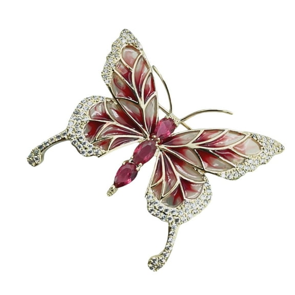 Artistics Butterfly Shaped Brooch Glossy Enameled Coating and Stone Detail Fashionable Jewelry Pieces for Daily Wear