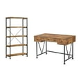 thumbnail image 1 of Pemberly Row 2-Piece 3-Drawer Farmhouse Wood Writing Desk Set in Nutmeg, 1 of 5