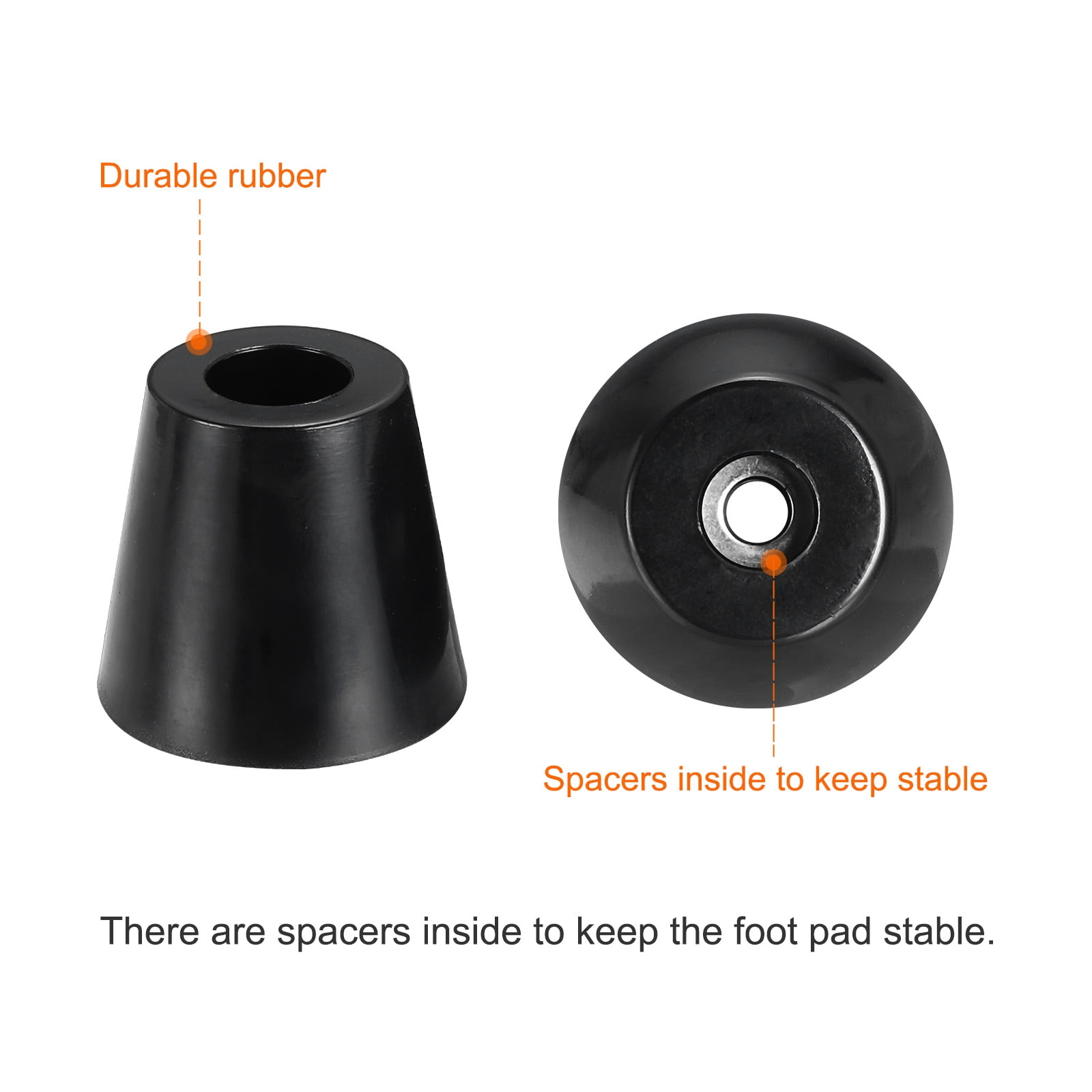 Unique Bargains Round Rubber Feet Bumpers Non Slip Bumper Pad with Screws 0.24"x1.26" 4Pcs