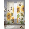 thumbnail image 2 of Farm Sunflowers Sheer Curtains 96 Inch Length 2 Panels Set Window Treatments, Retro Flowers Butterfly Botanical Beige Rod Pocket Semi Curtains for Living Room/Bedroom/Kitchen Décor, 104"W x 96"L, 2 of 7