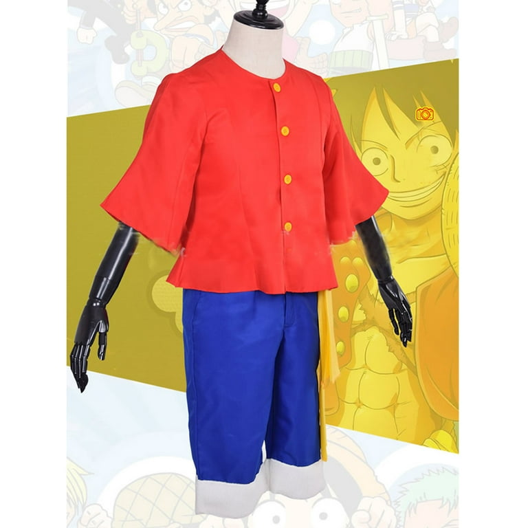 One Piece Monkey D Luffy Red Cosplay Costume for Adult Party Cloth Shirt  Pants 3pcs/set 