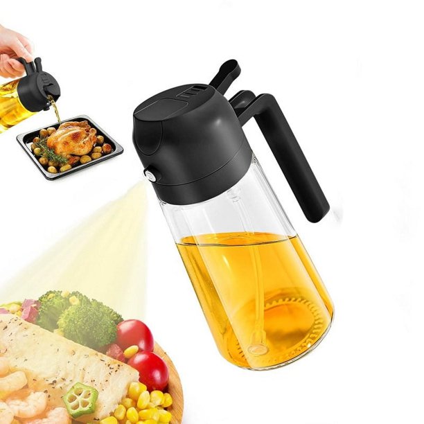 Botella pulverizadora de aceite 2 en 1, cocina de plástico, barbacoa, dispensador de aceite de oliva, tarro de aceite para hornear, vinagre, salsa de soja, contenedor en aerosol