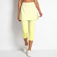 thumbnail image 6 of KHONTS Women's Tennis Skirt Leggings High Waist Tummy Control Athletic Yoga Capri Golf Pants Workout Clothing Yellow XL, 6 of 7