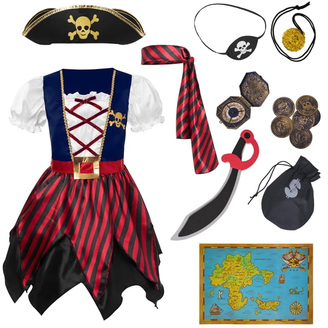 Disfraz de Spooktacular Creations para Halloween, niña pirata, azul, de 8 a 10 años