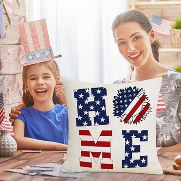 XMMSWDLA Patriotic Decor-Throw Pillow Covers 18x18 In,4th Of July Pillow Case For Independence Day,Memorial Day,Veteran's Day,USA,American Summer Outdoor Red White Blue Decorations