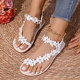 thumbnail image 6 of Viluyesy Womens Flat Sandals, Summer Fashion Floral Strappy Split Open Toe 2026 Bohemian Beach Shoes White US6.5, 6 of 9