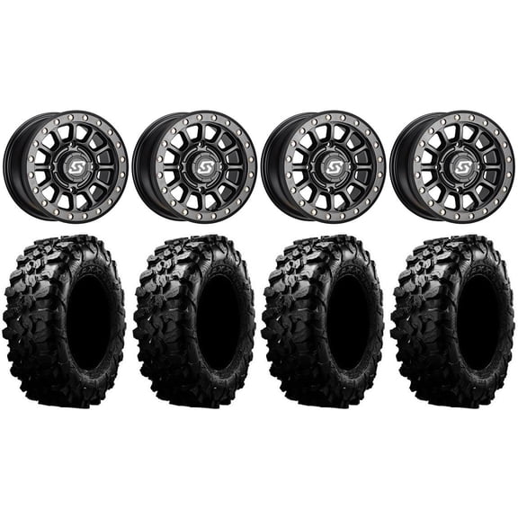 Sedona Sano Bdlk 15x6 Wheels Bk 33" Carnivore Tires Can-Am Commander Maverick Renegade Outlander Defender