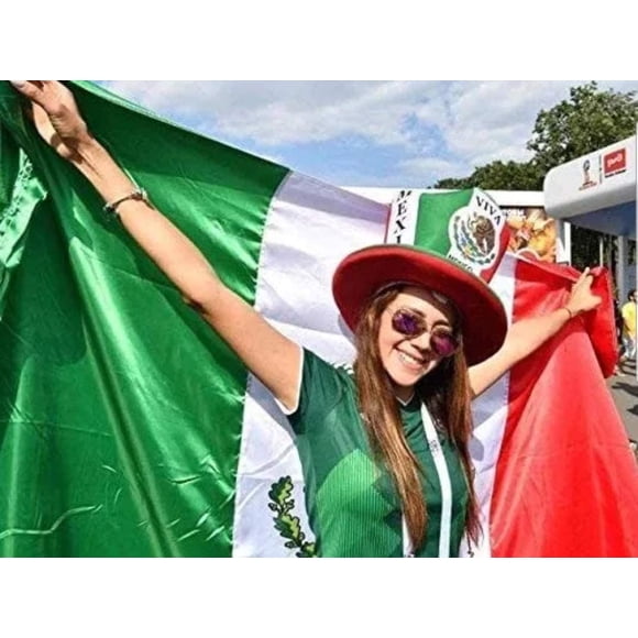 Bandera Mexico Mexican National Flag - Vivid Color Mexico Flag - cinco de mayo - Double Stitched, Fade Proof & Canvas Header Thicker - 100% Polyester - 3x5 Feet