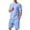 Sky Blue, variant on Oplxuo Mens Short Sets 2 Piece Outfits Jogging Sweat Crewneck T Shirt & Shorts Set Striped Jacquard Loose Casual Track Suits