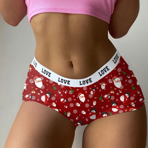 WILLBEST Calzones Para Niña Moda Navideña Casual Mujer Ropa Interior Impresa Sin Costuras Transpirable Cintura Alta Sexy Braguitas Triángulo