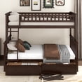 thumbnail image 3 of Harper & Bright Designs Twin Over Full Bunk Bed with Two Storage Drawers, Convertible Bunk Bed Can be Converted Into Two Daybed, Espresso, 3 of 14
