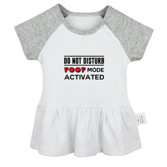 Do Not Disturb Poop Mode Activated Funny Dresses For Baby, Newborn Babies Skirts, Infant Princess Dress, 0-24M Kids Graphic Clothes (Gray Raglan Dresses, 18-24 Months)