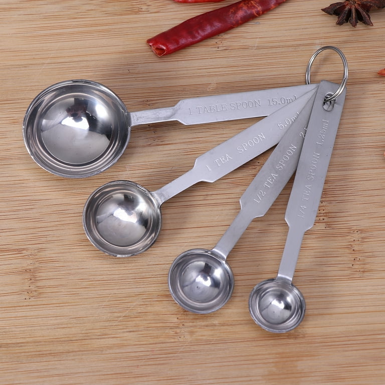 4pcs/set Silver Stainless Steel Measuring Spoon & Cup Set With