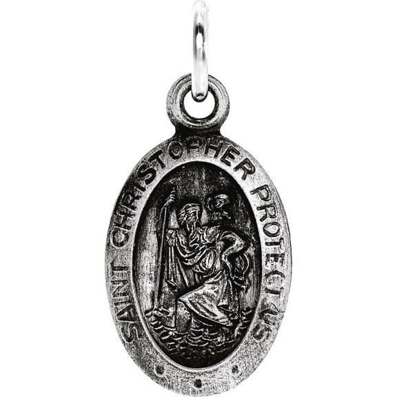 925 Sterling Silver Pendant Necklace 12x9mm Polished St. Christopher Medal Pendant for Women