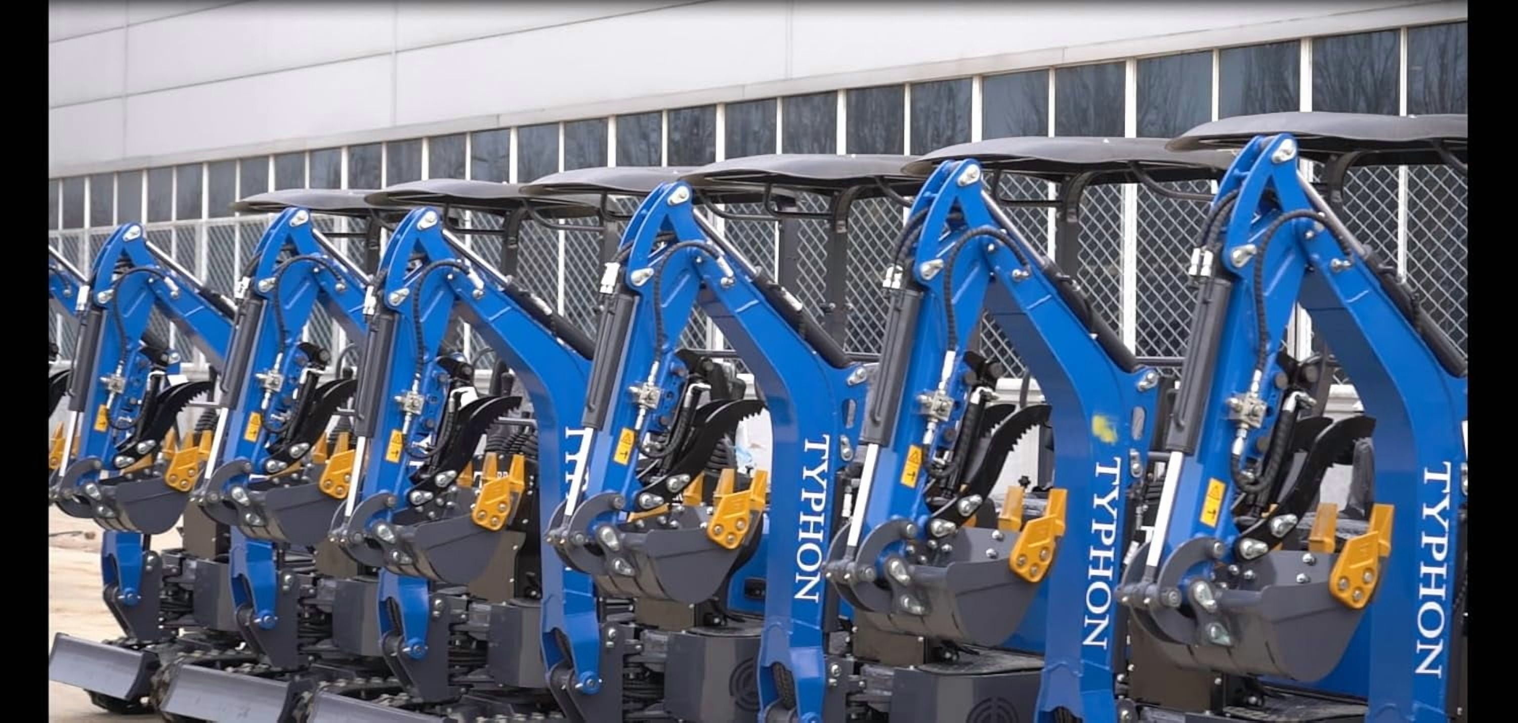 TYPHON Storm Mini Excavator - 1.1 Ton Trench Digger with Boom Swing, Bucket