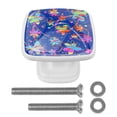 thumbnail image 1 of 4 Pieces Set Drawer Pulls Handle Square Wardrobe Cabinet Knobs with Stainless Steel Screws Furniture Kitchen Decor, 1 of 5