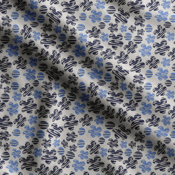 Soimoi Floral Print, Silk Fabric, Decor Sewing Fabric by The Yard 42 Inch Wide,Decorative Fabric for Shirts Suits Ties, Blue