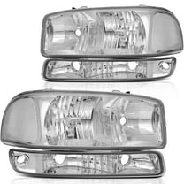 ECCPP Headlight Assembly For GMC Sierra 1500 2500 3500 1999-2006,For GMC Sierra 1500 HD 2500 HD Classic 2007,For GMC Yukon 1999-2006 Headlamps Chrome Housing Clear Lens Left Right Side