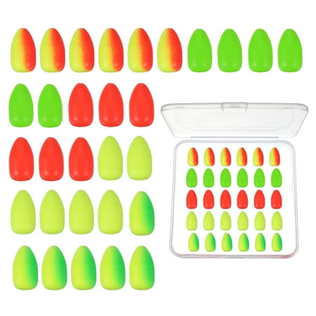 Uxcell Fishing Foam Floats Snell Fishing Rig Floats with Clear Tackle Box 0.4 D x 0.6 H for Corks(30 Pack Multicolor)