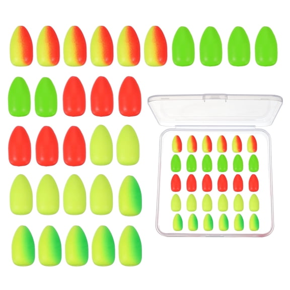 Uxcell Fishing Foam Floats, Snell Fishing Rig Floats with Clear Tackle Box, 0.4"D x 0.6"H for Corks(30 Pack, Multicolor)