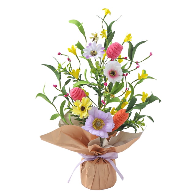 B Easter Egg Tree Potted Plants Artificial Holiday Decoration Plastic Table Centerpiece For Easter Spring Home Party Decor Style B