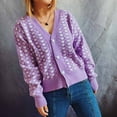 thumbnail image 4 of jsaierl Women's Button Down V Neck Crop Tops Heart Print Knit Cardigan Sweater Outwear, 4 of 5