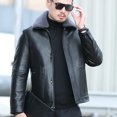 thumbnail image 4 of Chaqueta nueva YXL-836 para hombre, de piel de oveja, con relleno de pato blanco, informal, de invierno, de color liso, con solapa, abrigo grueso, 4 of 5