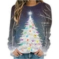 thumbnail image 2 of Lopecy-Sta Women's Christmas Tree Print Crew Neck Sweatshirt, Loose Long Sleeve Casual Holiday Pullover Top Multicolor 2XL, 2 of 6