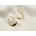 thumbnail image 2 of PORI JEWELERS 10K Solid Gold Laser Cut Diamond Design Oval Hoop Earrings- 2mm X 25mm - Perfect Earrings For Everyday, 2 of 5