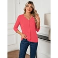 thumbnail image 7 of HOWCOME Open Front Cardigan for Women Button Down 3/4 Sleeve Knitted Tops Casual Layer, Coral Red M, 7 of 7