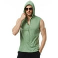 thumbnail image 3 of SWSMCLT Men's Tank Top Soft Cotton Fashion Workout Summer Spring Sleeveless Hoodie Hooded Vest Slim Fit Button Front Henley T Shirt Army Green Medium, 3 of 4