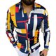 thumbnail image 1 of Camisa de hombre de manga larga con solapa estampada, blusa informal de un solo pecho, Tops para fiesta de oficina, 1 of 5