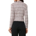 thumbnail image 4 of INSPIRE CHIC Women's Tweed Blazer Stand Collar Cropped Open Front Jacket S Brown, 4 of 7