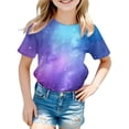thumbnail image 3 of ibiyuan Tshirt for Girls Short Sleeve Shirts Toddler Girl Tops Kids Shirts Girls 10-12 Crewneck Cute Graphic Basic Tee Y2k Vacation Summer Tee Top,6-7 Years, 3 of 3
