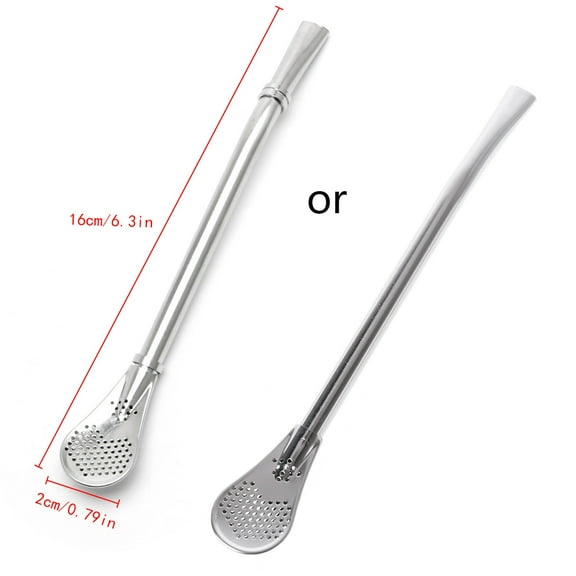 Yerba Metal Stainless Steel Straw Spoon Bombilla Tea Strainer Filter Silver
